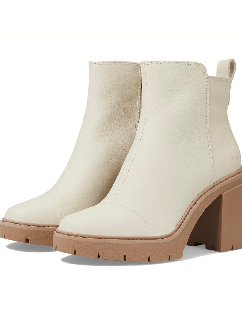 TOMS Women's Leather Ankle Boots with Block Heel and Rubber Outsole NIB Sz 9